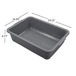 Waikhomes 4-Pack 35 L Grey Bus Box, Large Utility Bus Tub, Plastic Commercial Dish Pan Set