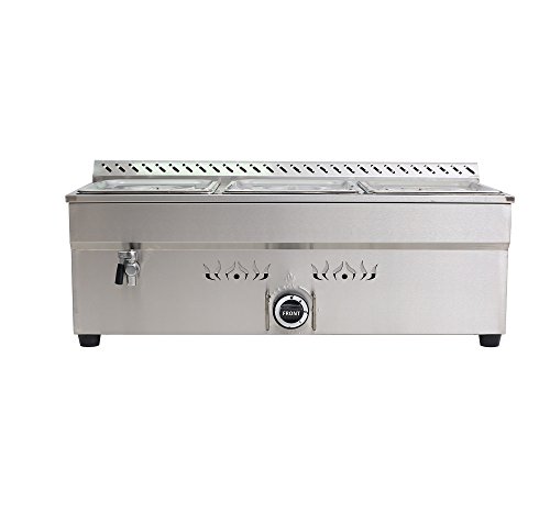 HayWHNKN 3-Pan LP Gas Food Warmer Propane Steam Table Stainless Steel Bain Marie Buffet for Parties (with Gas Regulator Valve) 1/2 * 4”