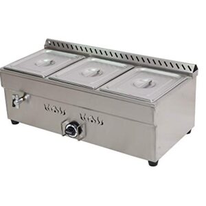 HayWHNKN 3-Pan LP Gas Food Warmer Propane Steam Table Stainless Steel Bain Marie Buffet for Parties (with Gas Regulator Valve) 1/2 * 4”