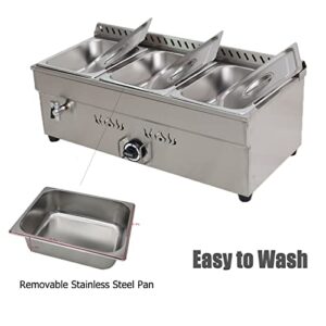 HayWHNKN 3-Pan LP Gas Food Warmer Propane Steam Table Stainless Steel Bain Marie Buffet for Parties (with Gas Regulator Valve) 1/2 * 4”