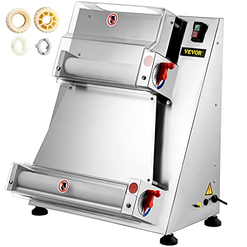 VEVOR Pizza Dough Roller Sheeter, Max 16" Automatic Commercial 370W Electric, Stainless Steel, Suitable for Noodle Pizza Bread and Pasta Maker Equipment