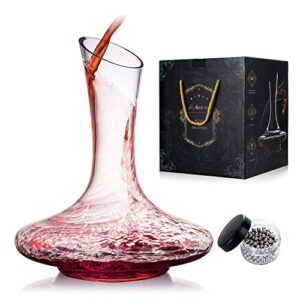 Wine Decanter,Red Wine Carafe,Wine Aerator,100% Hand Blown Lead-free Crystal Glass with Cleaning Beads,Wine Decanters and Carafes,Wine Gift with Luxury Packaging,Wine Accessories (1200ML)