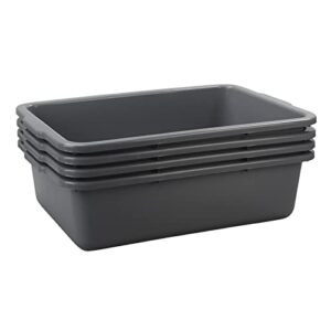 fiazony large plastic bus boxes, gray commercial plastic tubs, 32 l, 4-pack 