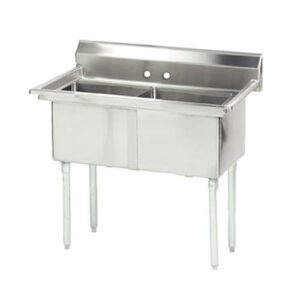 kratos 29n-005-commercial nsf 2 compartment sink - 18"wx18"lx12"h bowl size - 18-gauge stainless steel
