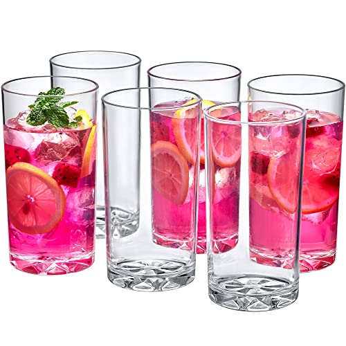 Amazing Abby - Liberty - 16-Ounce Plastic Tumblers (Set of 6), Plastic Drinking Glasses, All-Clear Reusable Plastic Cups, BPA-Free, Shatter-Proof, Dishwasher-Safe