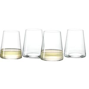 Modern Stemless Wine Glasses Set of 4-17 oz Stemless Wine Glasses, European Wine Glasses Stemless, Unique White Wine Glasses, Large Bowl Drinking Glass for Red Wine, Dishwasher Safe, Gifts