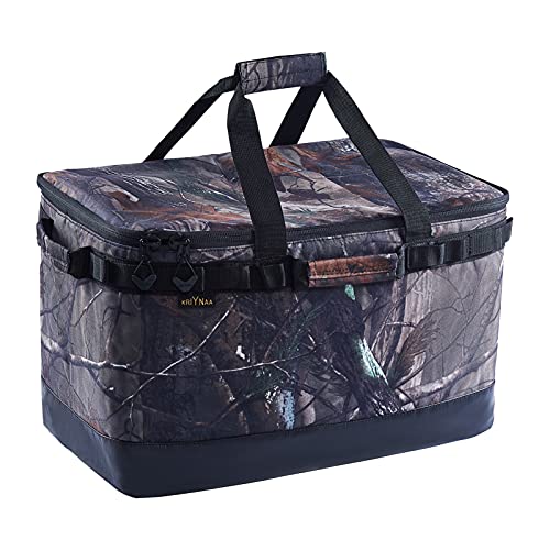 KRIYNAA Insulated food delivery bags,(48L) foldable reusable insulated grocery shopping bags, suitable for catering, picnics, camping, road trips portable transport bags (Leaf camouflage)