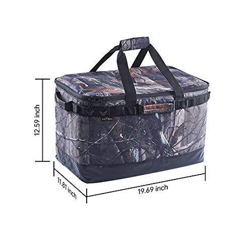 KRIYNAA Insulated food delivery bags,(48L) foldable reusable insulated grocery shopping bags, suitable for catering, picnics, camping, road trips portable transport bags (Leaf camouflage)