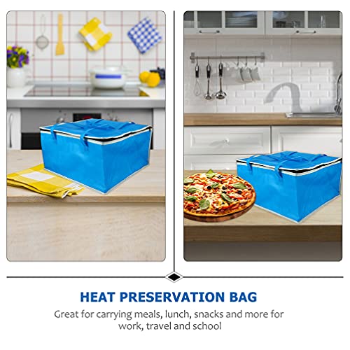 Hemoton Delivery Bag Insulated Food Delivery Bag Meal Grocery Tote Shopping Bag Hot Cold Thermal Insulated Food Carrier for Food Transport Travel Picnic Camping 35X35X24CM Blue Pizza Insulation Tote