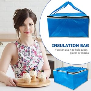 Hemoton Delivery Bag Insulated Food Delivery Bag Meal Grocery Tote Shopping Bag Hot Cold Thermal Insulated Food Carrier for Food Transport Travel Picnic Camping 35X35X24CM Blue Pizza Insulation Tote