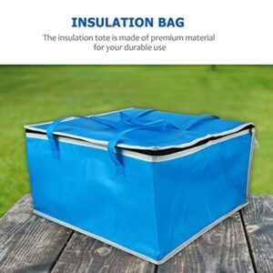 Hemoton Delivery Bag Insulated Food Delivery Bag Meal Grocery Tote Shopping Bag Hot Cold Thermal Insulated Food Carrier for Food Transport Travel Picnic Camping 35X35X24CM Blue Pizza Insulation Tote