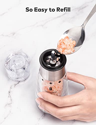 Pepper Grinder or Salt Mill Set Grind Smoothly-Adjustable Coarseness Refillable Pepper Mill Grinder Easy To Clean TREBLEWIND