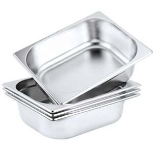 kohand 4 pack 1/2 sizes steam table pan, anti-jam stainless steel steam pan, hotel pan for parties, restaurants and catering supplies, 2-1/2 inch deep