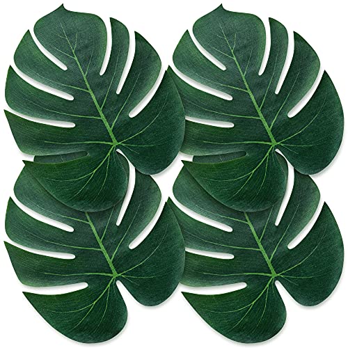 ATFL Artificial Palm Leaves Decor,50 Pcs Big Leaf Placemat, Green Palm Leaves Party Decorations,Tropical Table Decor, Hawaiian Leaves Decor,Safari Leaves Decoration,Beach Centerpieces for Wedding(50)