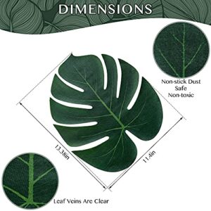 ATFL Artificial Palm Leaves Decor,50 Pcs Big Leaf Placemat, Green Palm Leaves Party Decorations,Tropical Table Decor, Hawaiian Leaves Decor,Safari Leaves Decoration,Beach Centerpieces for Wedding(50)