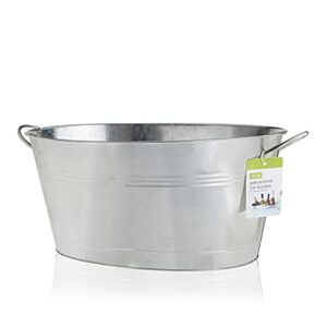 True Classic Oval Ice Bucket, Galvanized Metal Drink Cooler Beverage Tub, Chill Wine & Beer, 6.3 for Home Parties Gallons, 22.75" x 9.25"