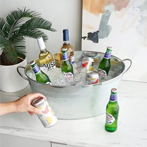 True Classic Oval Ice Bucket, Galvanized Metal Drink Cooler Beverage Tub, Chill Wine & Beer, 6.3 for Home Parties Gallons, 22.75" x 9.25"