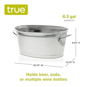 True Classic Oval Ice Bucket, Galvanized Metal Drink Cooler Beverage Tub, Chill Wine & Beer, 6.3 for Home Parties Gallons, 22.75" x 9.25"