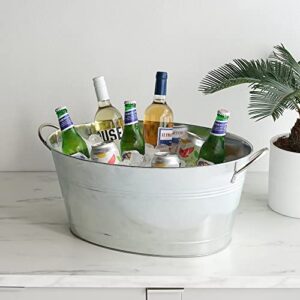 True Classic Oval Ice Bucket, Galvanized Metal Drink Cooler Beverage Tub, Chill Wine & Beer, 6.3 for Home Parties Gallons, 22.75" x 9.25"