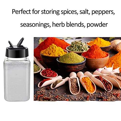BPFY 24 Pack 4oz Clear Plastic Spice Jars With Black Plastic Lids, Square Spice Bottles, Plastic Seasoning Containers with Chalk Labels, Pen, Funnel, Spice Containers For Kitchen Cabinet