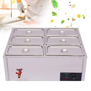 110v 6-pan commercial food warmer food buffet warmer food pans for buffet stainless steel electric food steamer adjustable heat for catering and restaurants (5.7in deep)