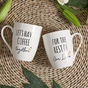 AW BRIDAL Couples Gifts 12 OZ Coffee Mugs Set of 2, Bridal Shower Gift for Bride and Groom Cups, Engagement Newlywed Anniversary Wedding Gifts for Couple, Mr and Mrs Gifts, Ceramic Coffee Mug with Lid