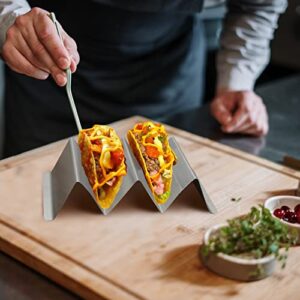 Taco Holder Stainless Steel Taco Stand with Handle Taco Holders Rack Trays for 3 Tacos Oven Grill and Dishwasher Safe Set of 2