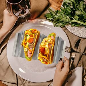 Taco Holder Stainless Steel Taco Stand with Handle Taco Holders Rack Trays for 3 Tacos Oven Grill and Dishwasher Safe Set of 2