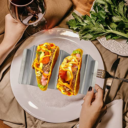 Taco Holder Stainless Steel Taco Stand with Handle Taco Holders Rack Trays for 3 Tacos Oven Grill and Dishwasher Safe Set of 2