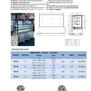 Refrigerated Bakery Display Cooler Cuboid Glass Refrigerator Showcase for Pastry Deli Upright 48" Wide Auto Defrost -Commercial NSF UL ETL RT-4F