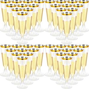 150 pcs champagne flutes plastic champagne glasses clear disposable champagne flutes crystal champagne flutes plastic wine glasses plastic for wedding toasting flutes party cocktail cups (gold)