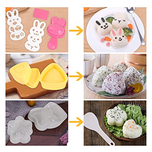 10Pcs Rice Ball Molds, Cartoon Cute Onigiri Mold DIY Sushi Molds, Rice Ball Mould Shaker Sushi Maker Tool, Animal Rice Decorating Mold, Triangle Rice Mold, Sushi Rice Molds for Kids Bento Onigiri Tool