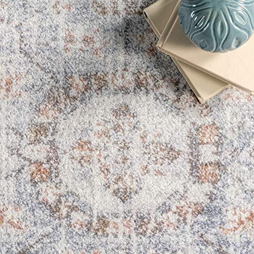 nuLOOM Jacquie Machine Washable Vintage Floral Area Rug, 8' x 10', Gray