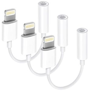 apple mfi certified 3 pack headphone adapter for iphone, lightning to 3.5 mm headphone jack adapter for iphone converter dongle auxiliary audio splitter cable compatible with iphone 14 13 12 11 x xs 8