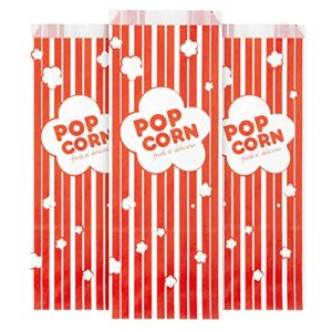 2 oz paper popcorn bags bulk (100 pack) large red & white pop-corn bag disposable for carnival themed party, movie night, halloween, popcorn machine accessories & supplies, individual servings