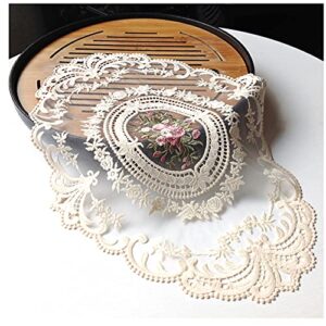 2pack retro french style lace placemats fashionable embroidered cup mat vase mat 12”x16”,beige