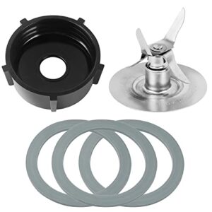 replacement parts compatible with osterizer oster blender blades assembly with 4961 blender 4-point fusion blade & 4902 jar bottom cap and 3 pcs rubber gasket