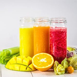 8 Pack 16OZ Glass Juice Bottles with Caps - OAMCEG Smoothie Cups with Airtight Lids and Straws, Reusable Juice Bottles for Juicing, Glass Drinking Mason Jars Juicing Bottles Travel Bottles Water Cups