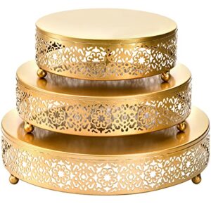 hedume 3 pack cake stand set, round cake stands, metal dessert cupcake pastry candy display plate for wedding, event, birthday party