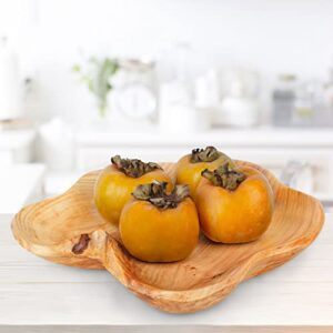 BTEOBFY Natural Wood Fruit Bowl 11-13 inch, Unique Handmade Wood Serving Platter, Wood Fruit Snack Dish for Sandwich Bread Serving, Appetizer Display, Vintage Ring Dish, Hand Carved Artworks