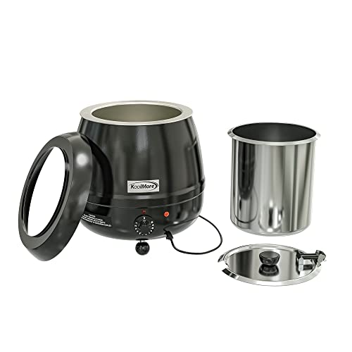 KoolMore Commercial Soup Kettle Warmer with Hinged Lid and Removable Pot Insert for Buffet, Restaurant, Party, Event, and Catering, Large 2.4 Gallon, Electric [Black] (SK-BK-3G)