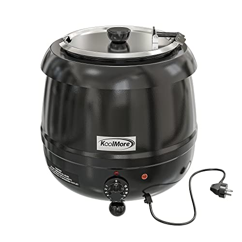 KoolMore Commercial Soup Kettle Warmer with Hinged Lid and Removable Pot Insert for Buffet, Restaurant, Party, Event, and Catering, Large 2.4 Gallon, Electric [Black] (SK-BK-3G)