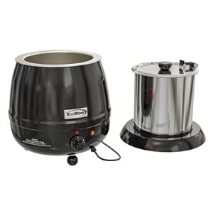 KoolMore Commercial Soup Kettle Warmer with Hinged Lid and Removable Pot Insert for Buffet, Restaurant, Party, Event, and Catering, Large 2.4 Gallon, Electric [Black] (SK-BK-3G)