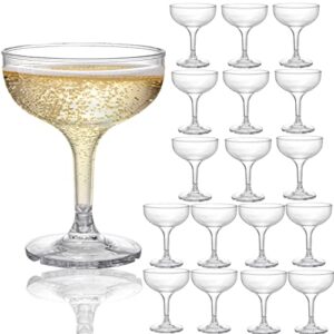 peohud set of 18 coupe cocktail glasses, 5 oz unbreakable acrylic martini glasses, reusable champagne cups for party, home, bar, wedding, picnic