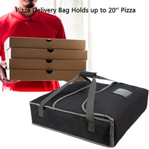 KISLANE Insulated Pizza Delivery Bag 20’’ x 20’’ x 6’’, Commercial Pizza Food delivery Bag for Catering Transportation(Black)