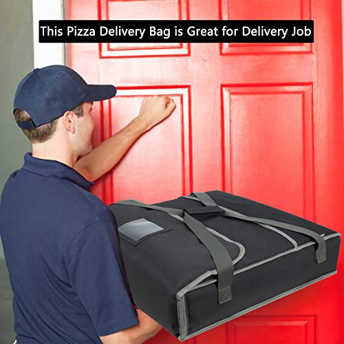 KISLANE Insulated Pizza Delivery Bag 20’’ x 20’’ x 6’’, Commercial Pizza Food delivery Bag for Catering Transportation(Black)