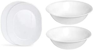 corelle 12-1/4-inch serving platter, winter frost white - 2-pack with 2-quart serving bowl, winter frost white 2pk - bundle set of 4