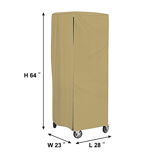 Pan Rack Cover Heavy-Duty Waterproof Bakery Single Rack Cover- 28"L x 23"W x 64"H Beige