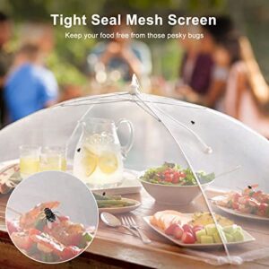 Odies 7 Pack Food Covers for Outside with Free Tablecloth, Pop-up Umbrella Mesh Food Tents 2 Large & 5 Colorful Standard-size, Encrypted Mesh Screen Food Net Cover for Outdoors Parties Picnics BBQs