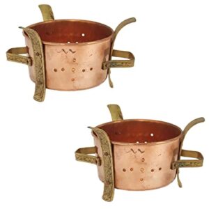 Sharvgun Handmade Indian Copper Brass Sigri Food Warmer Angeethi For Restaurant/Hotel Ware Home Traditional Sigdi/Sigri Tabletop Burner Pack of 2
